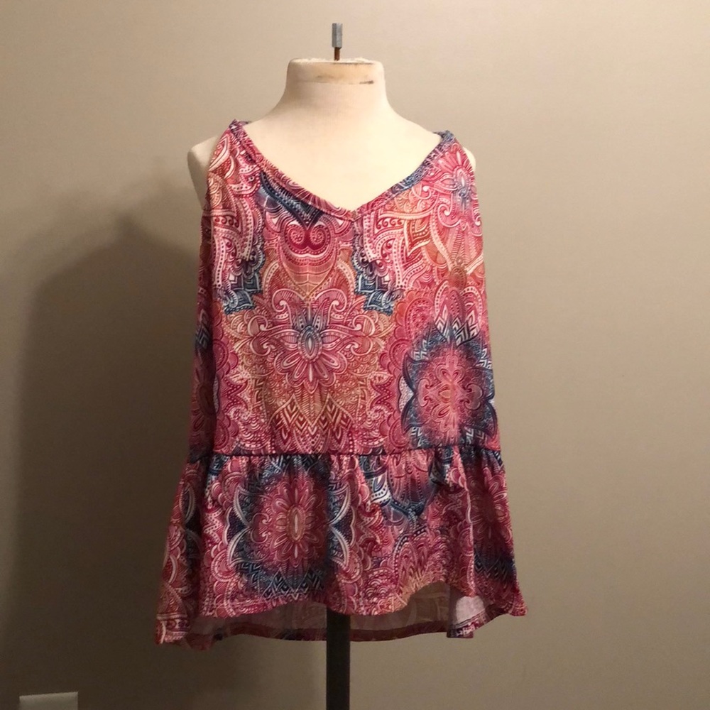 Multi Colored Spaghetti Strap Tee